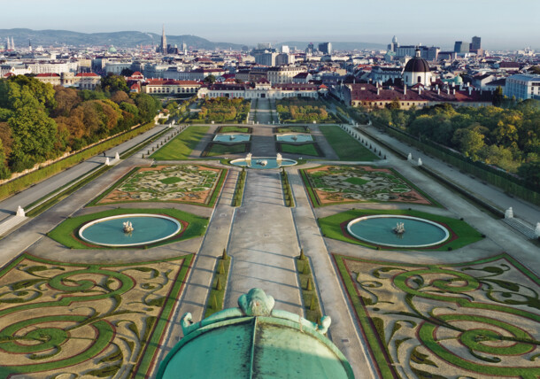     Widok na ogród, Pałac Belweder, Wiedeń 